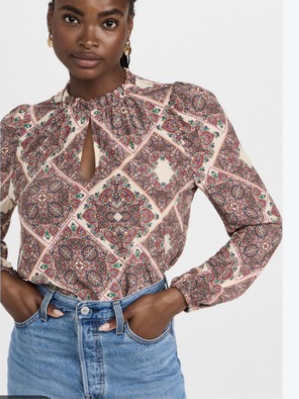 Shoshanna Florence top long sleeve paisley multicolor small